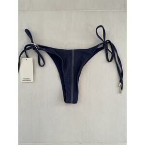 Monday Swim String Bikini Bottom Palma Swimwear Blue Denim
